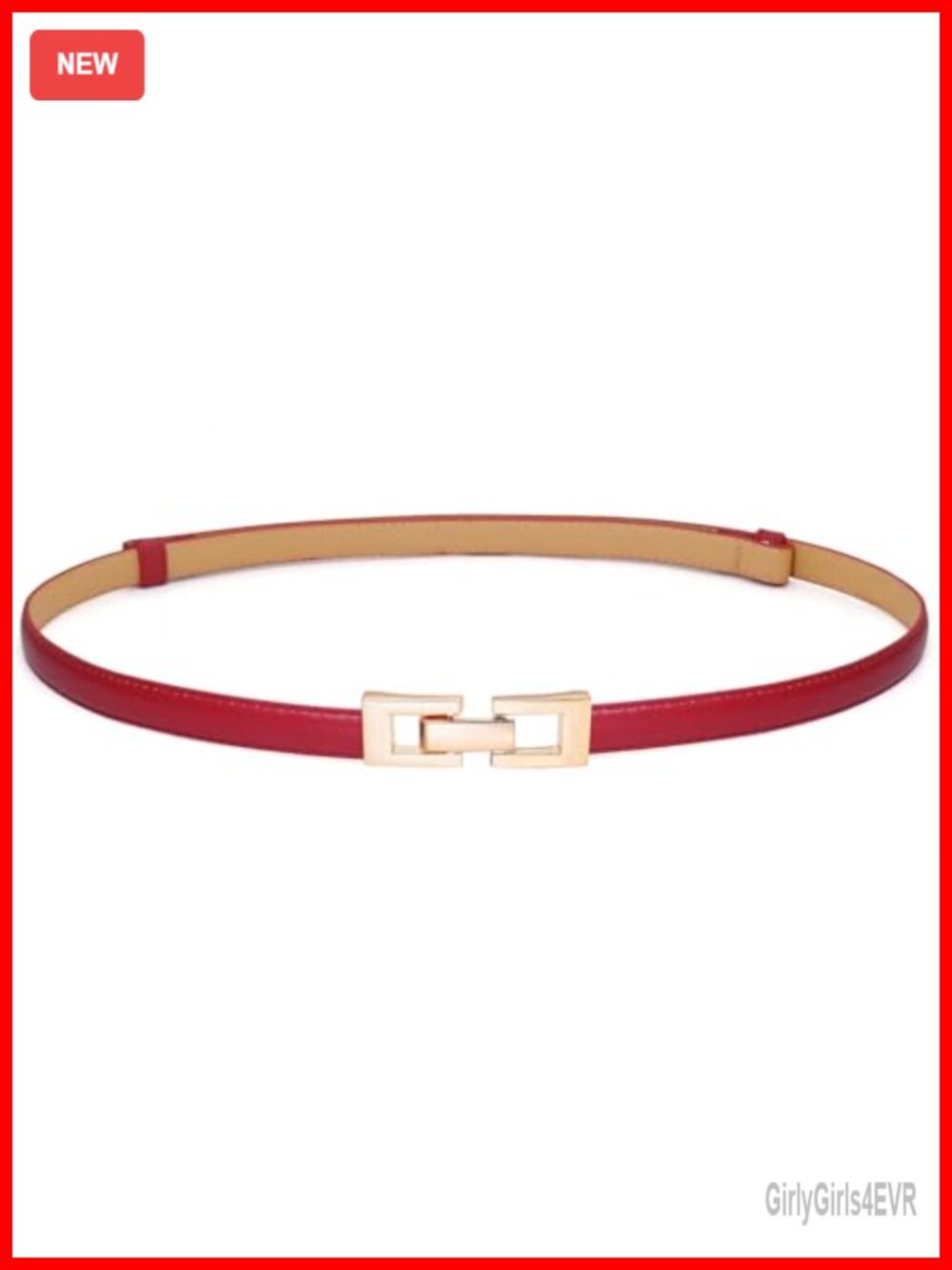 Skinny PU Leather Waist Belt Gold Buckle Thin Adjustable for Dresses